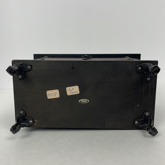 Vtg Musical Footed Wood Jewelry Box 2 Drawers Made in Japan SEE VIDEO WORKS - Picture 14 of 16